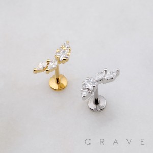 MULTI CZ CRESCENT STAR COMET MARQUISE BEZEL THREADLESS (PUSH IN) 316L SURGICAL STEEL LABRET SET